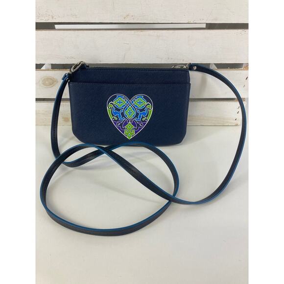 BRIGHTON SMALL BLUE CROSSBODY WITH HEART - Picture 1 of 10
